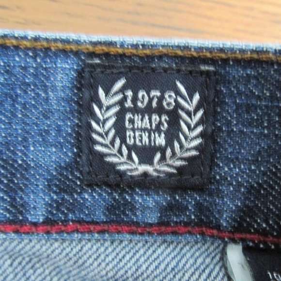 CHAPS MEN'S SIZE 32 X 33 JEANS DARK BLUE SLUB DENIM STRAIGHT FIT VINTAGE - Picture 11 of 15
